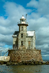 Weathered and Worn Stratford Shoal Lighthouse of Stone